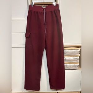 Jaanuu Wine Red (Maroon) Small Tall Scrub Pants Wide Leg